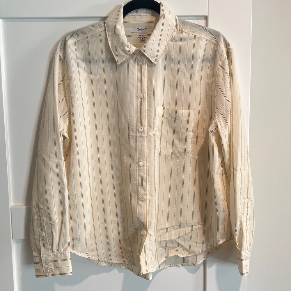 NWT Madewell, Size medium. Drapey Oversized Boyshirt in Stripe